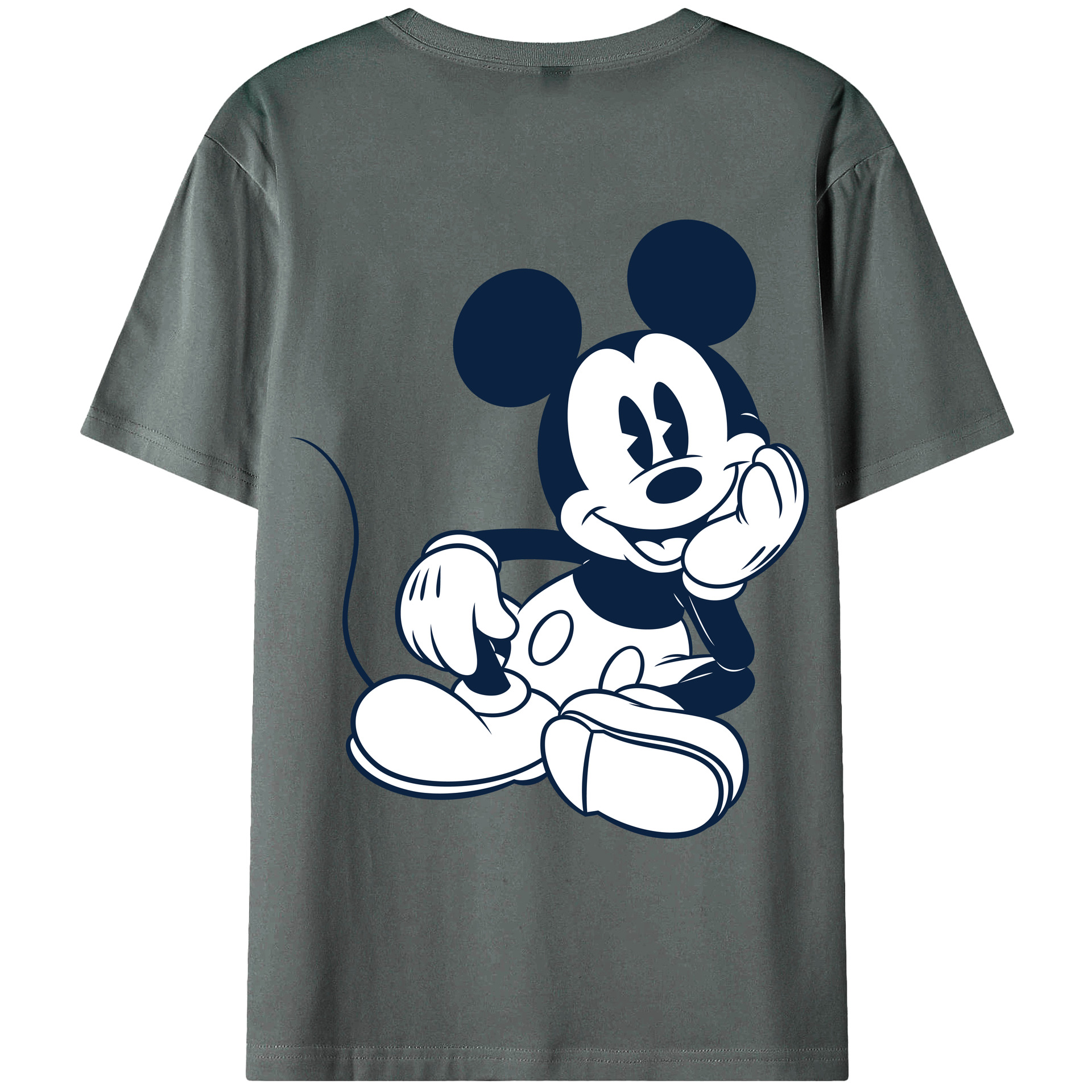 ミッキーマウス Mickey Mouse 綿100％ メンズ半袖Tシャツ（バックプリント） 通気性